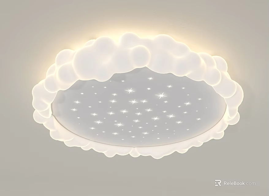 Cute Cloud Shaped Ceiling Light With Star Pattern Design For Kids Room Decoration 3d model 