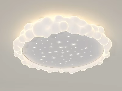 Cute Cloud Shaped Ceiling Light With Star Pattern Design For Kids Room Decoration 3d model