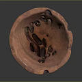 Carved Ceramic Bowl Sculpture With Reddish Brown Surface And Multiple Holes Design