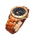 Luxury Brown Leather Strap Watch With Gold Bezel And Black Dial Design