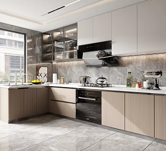Modern kitchen L-shaped kitchen cabinet 3d model