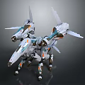 Mechanical Creature Character with Multiple Wings Mechanical Legs White Body Blue And Orange Details
