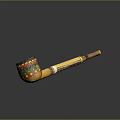 Decorative Ornament Set with Pipe Shaped Design Yellow Long Handle and Multicolored Head