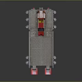 Red And Gray Pontoon Boat With Flat Deck Metal Railing And Control Cabin