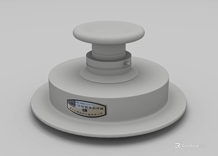 Durable White Double Circular Industrial Base With Upper Disc And Label For Factory Machinery 3d model 