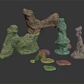Wood Stone Artistic Decorative Carvings With Multiple Irregular Shapes And Textures
