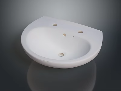 White Round Ceramic Bathroom Sink With Modern Design And Installation Holes 3d model