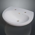 White Round Ceramic Bathroom Sink With Modern Design And Installation Holes 3d model