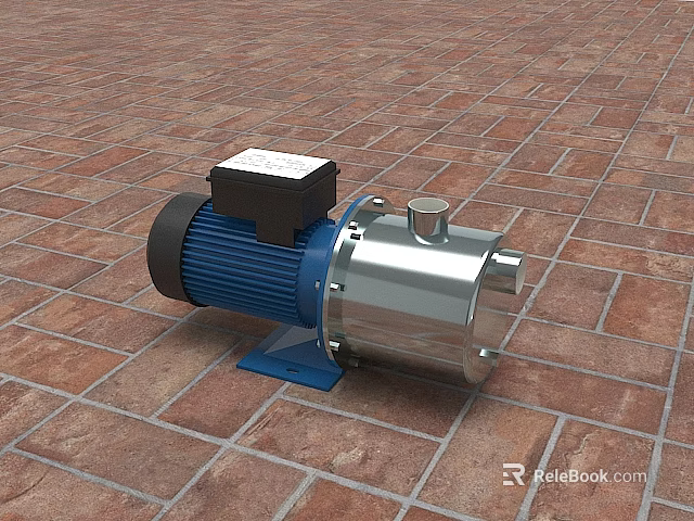 Industrial Electric Pump With Blue Motor Stainless Steel Body And Black Control Box 3d model 