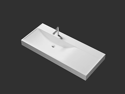 Modern White Rectangular Ceramic Bathroom Washbasin With Chrome Faucet Design 3d model