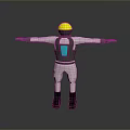 Game and Movie Astronaut Character in White Spacesuit with Blue Glowing Device 3D Standing Pose