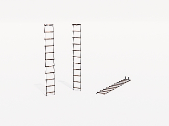 Old tools wooden rope ladder 3d model