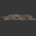 Modern Natural Scene With Rough Rock Mound Small Green Plants Natural Texture And Gray Background