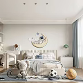 Cozy Kids Room Interior Design With Moon Star Decor Bed Toys And Desk On Rug