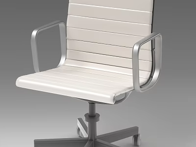 Modern White Office Chair With Metal Armrests And Swivel Base Design 3d model