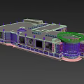 Modern Commercial Street with Retail Shops Storefronts Billboards and Architectural Facade Design