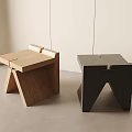 Modern Minimalist Wooden Stools With Light And Dark Geometric Design For Indoor Spaces