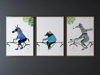 Nordic Animal Painting Hanging Paintings 3d model