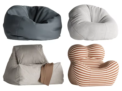 Various Modern Single Sofa Designs With Dark Blue Light Gray And Striped Brown Upholstery 3d model