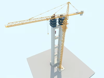 Tower Crane Construction Structure With Yellow Boom And Steel Frame Design 3d model