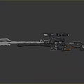 Futuristic Tactical Rifle with Sniper Scope Red Stripe Accent Detailed Metallic Design and Ergonomic Grip 3d model