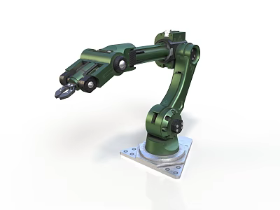Industrial Robotic Arm Equipment With Green Mechanical Structure And Metal Base 3d model