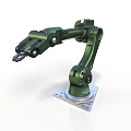 Industrial Robotic Arm Equipment With Green Mechanical Structure And Metal Base