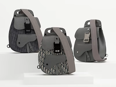 Three Stylish Fashion Bags With Different Patterns And Adjustable Shoulder Straps Design 3d model