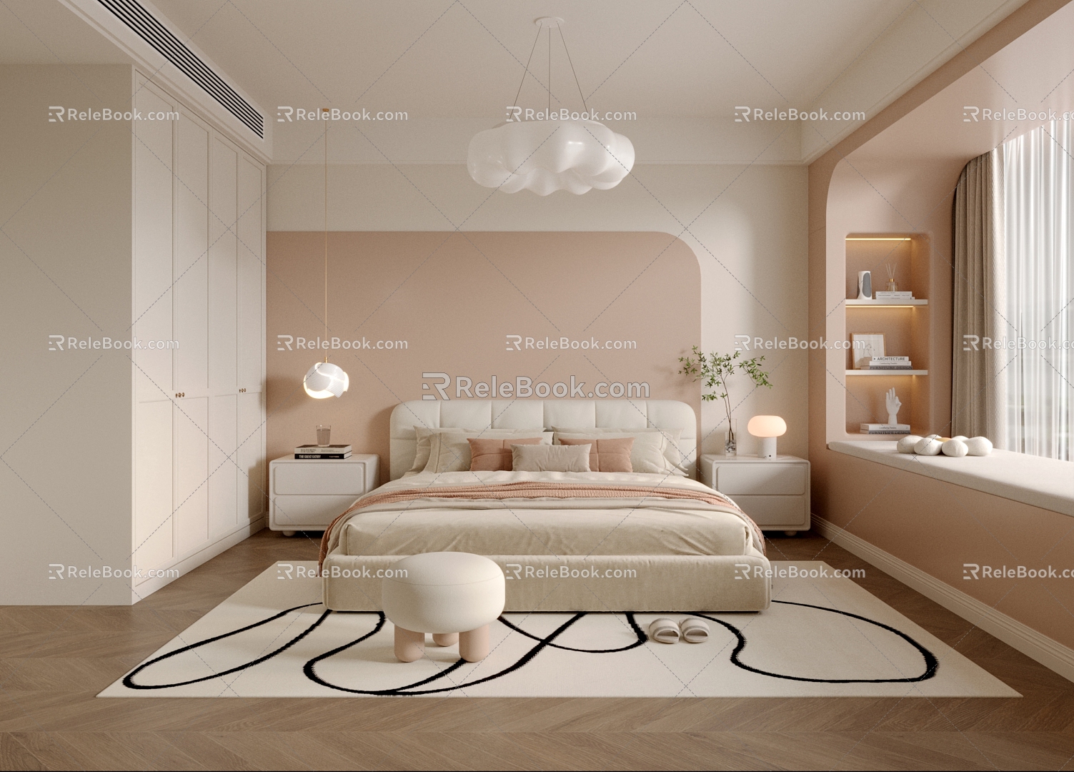 Cream wind bedroom 3d model