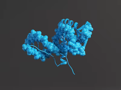 Organizational System Featuring Blue Helical And Globular Molecular Structure Model 3d model