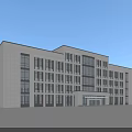 Modern Office Building With White Exterior And Large Glass Facade Design