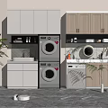Modern Bathroom Cabinet Frame Design With Washer Sink And Storage Space