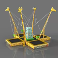 Giraffe Themed Playground Equipment With Colorful Trampoline Areas For Kids Fun