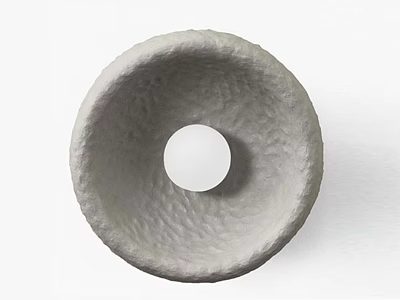 Modern Minimalist Gray Wall Lamp With Textured Surface Round Design And Central Cutout 3d model