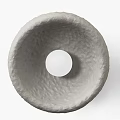 Modern Minimalist Gray Wall Lamp With Textured Surface Round Design And Central Cutout