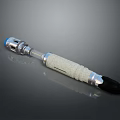 Household Manual Tool Featuring Silver Metal Shank White Textured Handle And Black Tip