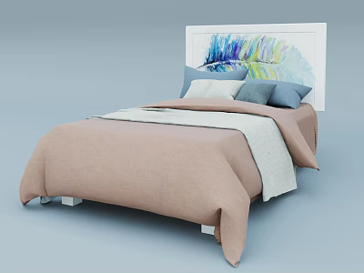 Nordic Double Bed Fashion Bed 3d model
