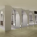 Elegant Brand Store Interior with Archways Hanging Decor Lighting and Bar Stools