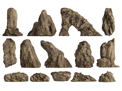 Natural Stone And Wood Design Materials Featuring Various Shapes And Textures For Decorative Projects 3d model