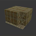 Sturdy Wooden Crate With Metal Straps On Pallet For Household Items Storage