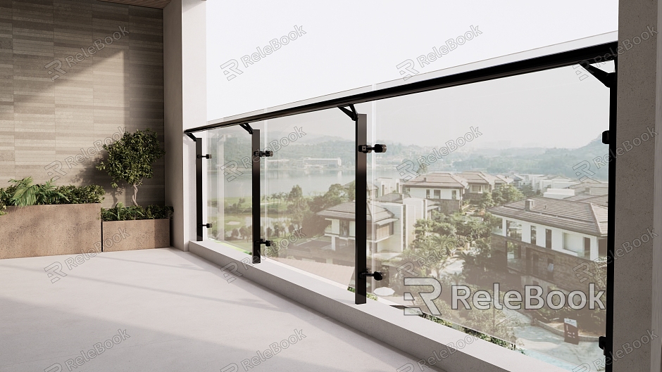 Balcony Railing Glass Railing Glass Guardrail model