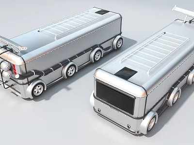 Silver Modern Cargo Trucks With Roof Ladders And Metallic Finish Design 3d model