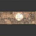 Red Brick Walls And Stone Tile Floor With Wooden Pallets Barrels And Crates