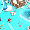 Winter Scene Cartoon Scene Snowman Penguin Cartoon Penguin Cartoon Tree Cartoon House Sump Cartoon Island Cartoon Island 3d model