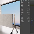 Modern Clothes Drying Rack with White Quilted Blanket and Hanging Clothes in Room with Large Window City View