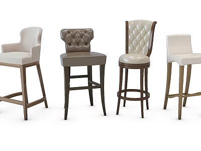 Stylish Modern Bar Stools With Tufted Backrests And Leather Seats 3d model