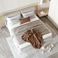 Minimalist Bedroom Interior Design With Double Bed Brown Blanket Pillows And Nightstand