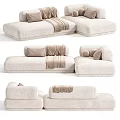 Modern Sectional Sofa With Soft Pillows Throw Blanket And Multiple Beige Brown Color Options