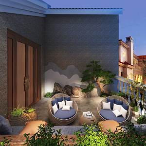 New Chinese Style Balcony Landscape 3d model