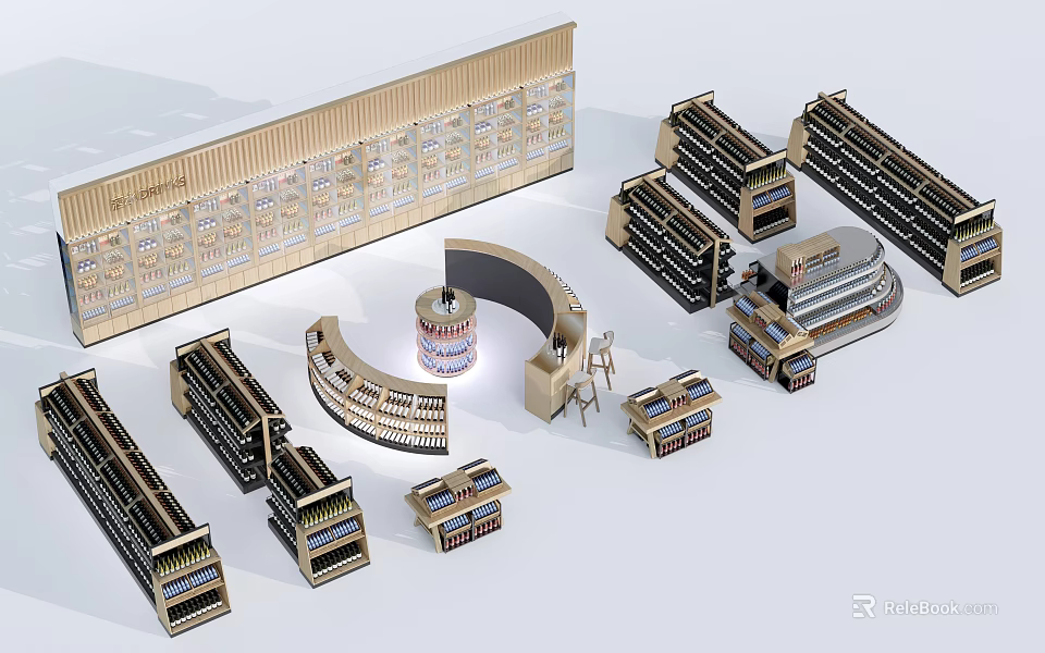 Various Modern Display Shelves with Different Structures and Designs for Retail Stores 3d model